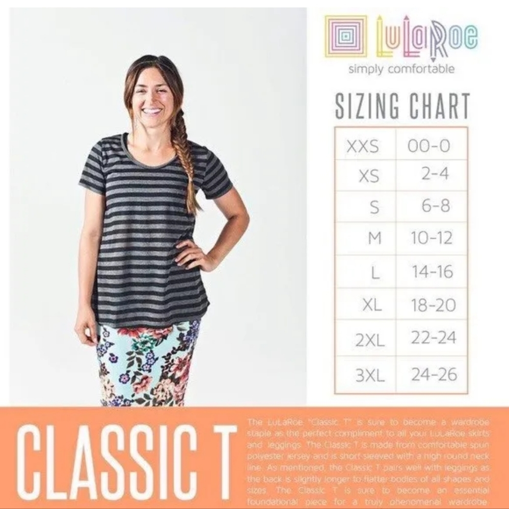 Lularoe Classic T Large Distressed Roses - Picture 3 of 3